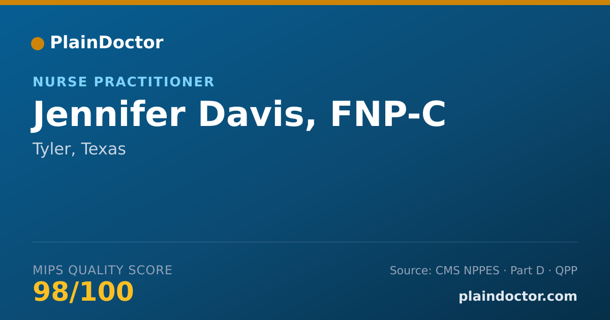 Shareable card for Jennifer Davis, FNP-C - Nurse Practitioner, Tyler, TX
