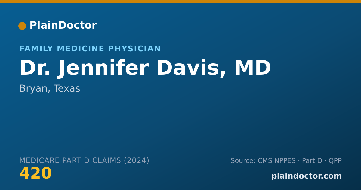 Shareable card for Jennifer Davis, MD - Family Medicine Physician, Bryan, TX