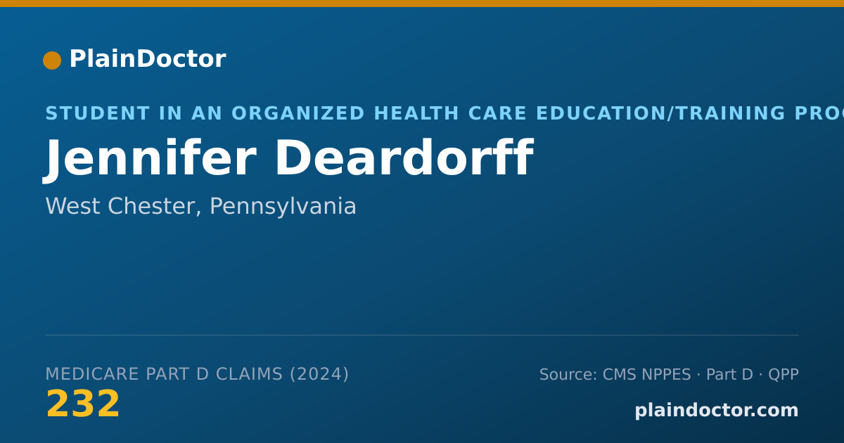 Shareable card for Jennifer Deardorff - Student in an Organized Health Care Education/Training Program, West Chester, PA