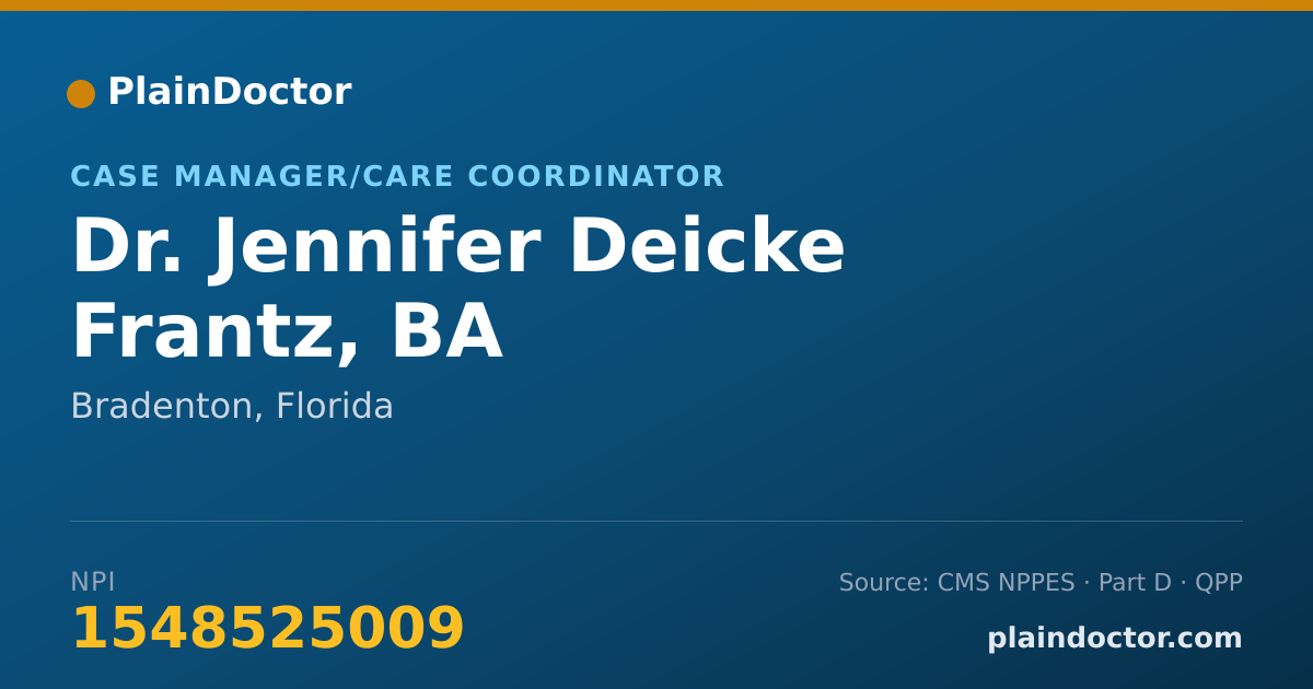 Shareable card for Jennifer Deicke Frantz, BA - Case Manager/Care Coordinator, Bradenton, FL