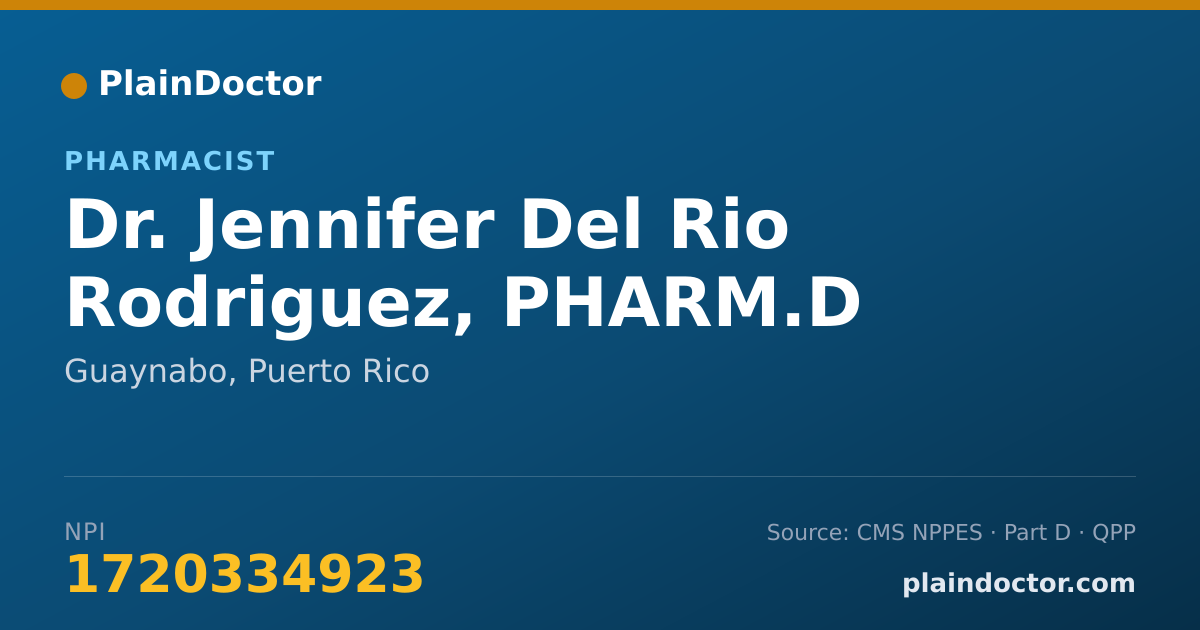Shareable card for Jennifer Del Rio Rodriguez, PHARM.D - Pharmacist, Guaynabo, PR