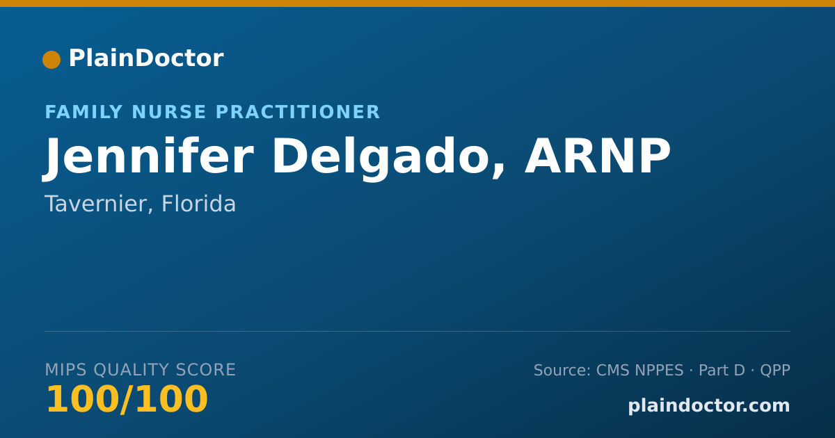Shareable card for Jennifer Delgado, ARNP - Family Nurse Practitioner, Tavernier, FL