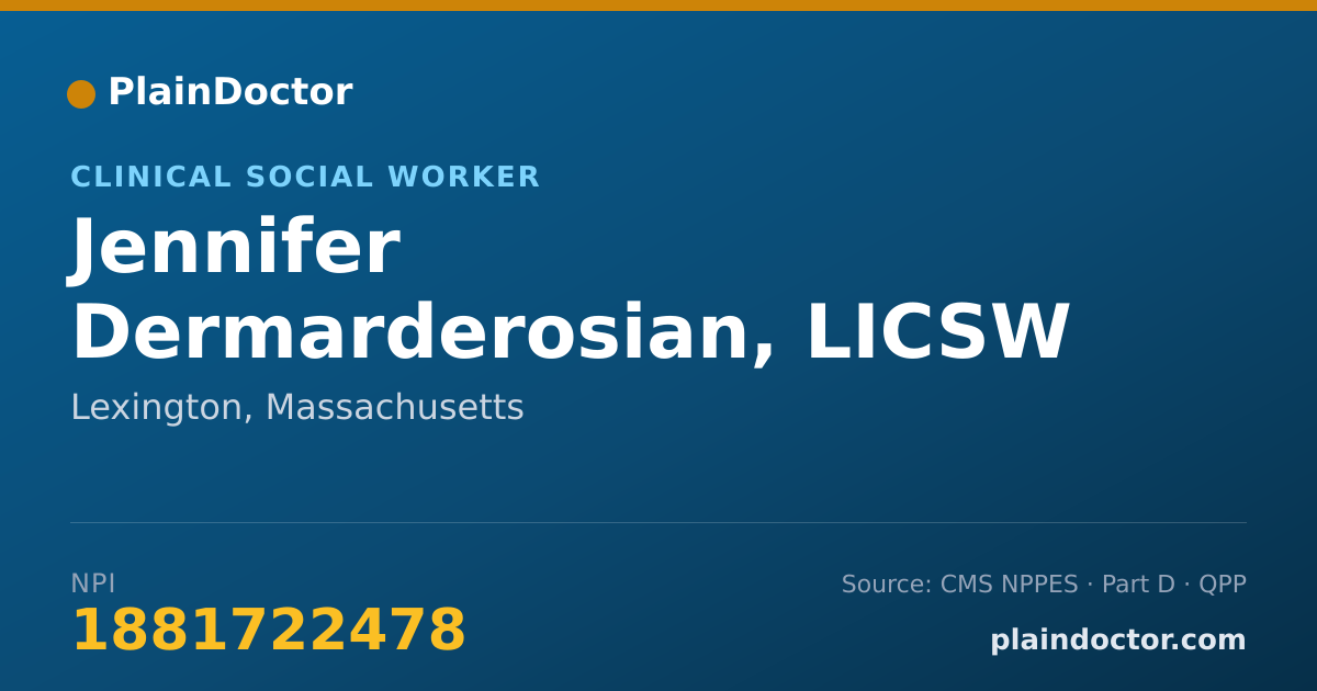 Shareable card for Jennifer Dermarderosian, LICSW - Clinical Social Worker, Lexington, MA