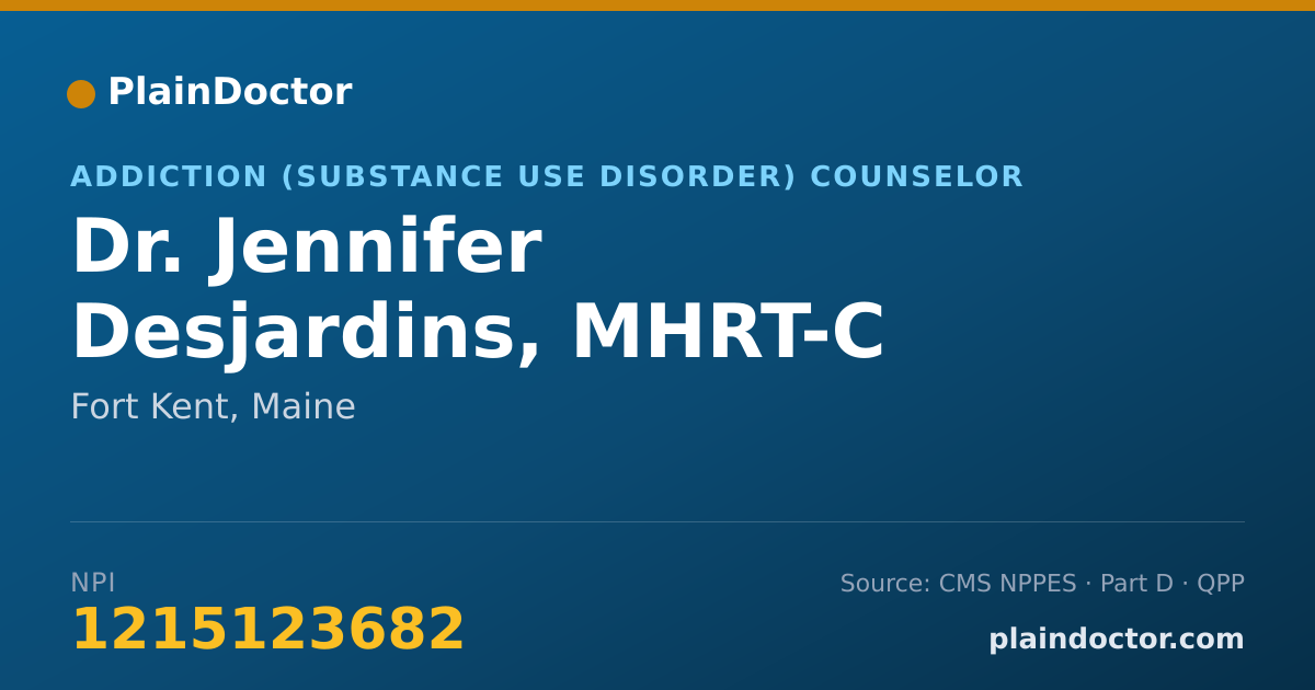 Shareable card for Jennifer Desjardins, MHRT-C - Addiction (Substance Use Disorder) Counselor, Fort Kent, ME