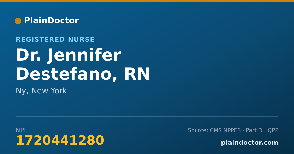 Shareable card for Jennifer Destefano, RN - Registered Nurse, Ny, NY