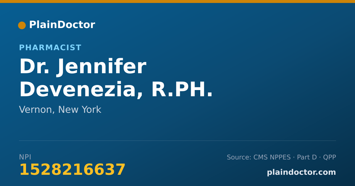 Shareable card for Jennifer Devenezia, R.PH. - Pharmacist, Vernon, NY