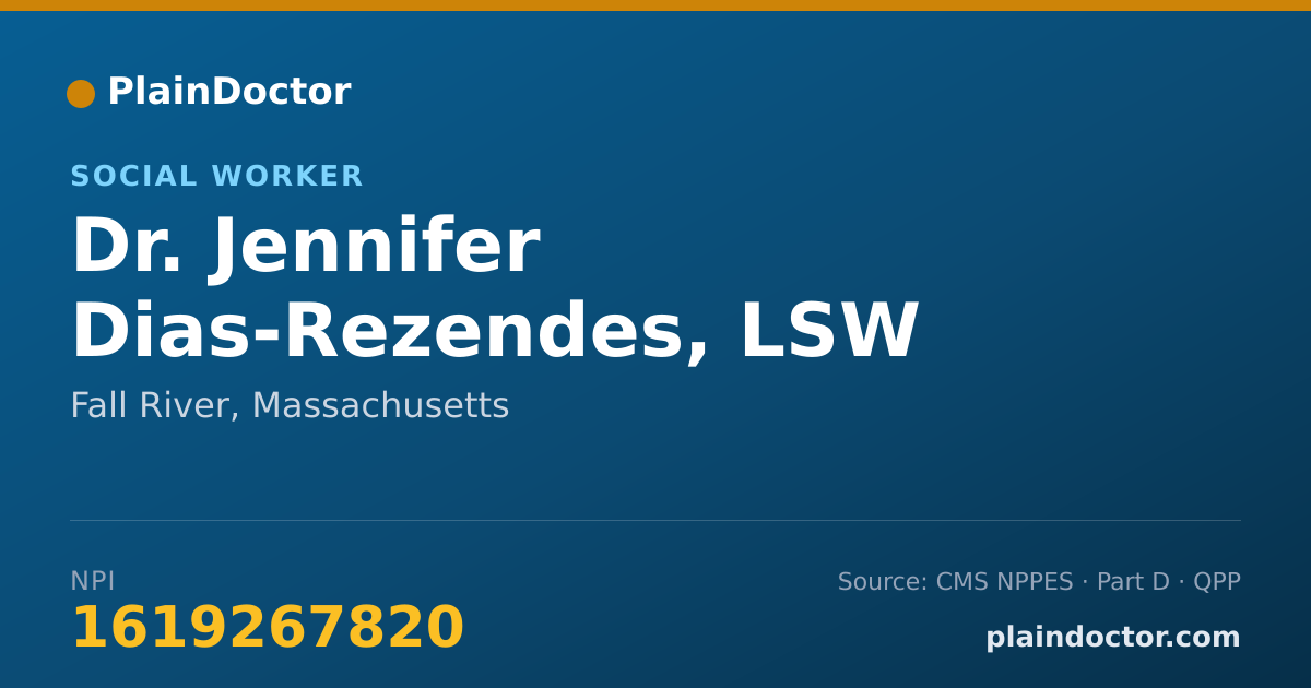 Shareable card for Jennifer Dias-Rezendes, LSW - Social Worker, Fall River, MA