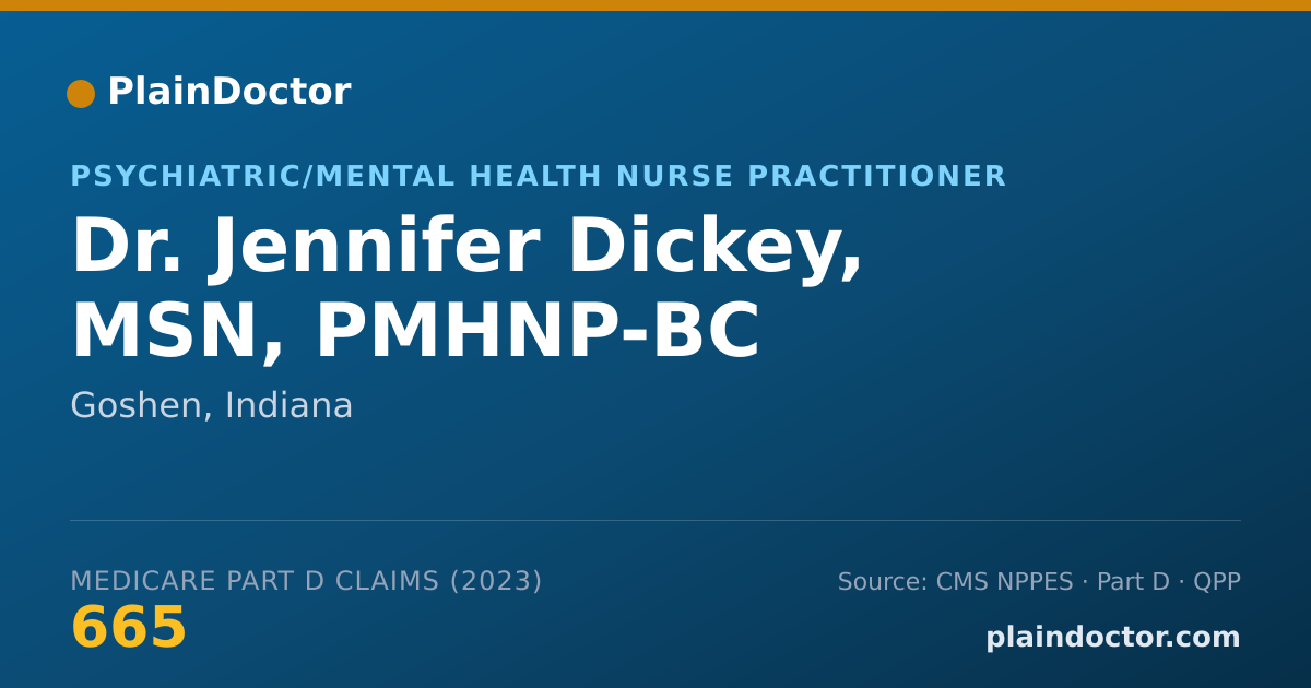 Shareable card for Jennifer Dickey, MSN, PMHNP-BC - Psychiatric/Mental Health Nurse Practitioner, Goshen, IN