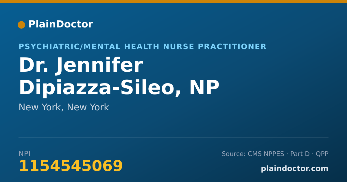 Shareable card for Jennifer Dipiazza-Sileo, NP - Psychiatric/Mental Health Nurse Practitioner, New York, NY