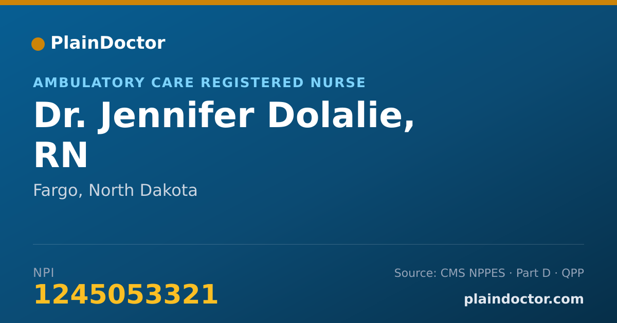 Shareable card for Jennifer Dolalie, RN - Ambulatory Care Registered Nurse, Fargo, ND