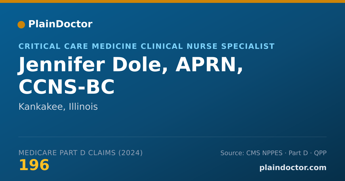 Shareable card for Jennifer Dole, APRN, CCNS-BC - Critical Care Medicine Clinical Nurse Specialist, Kankakee, IL