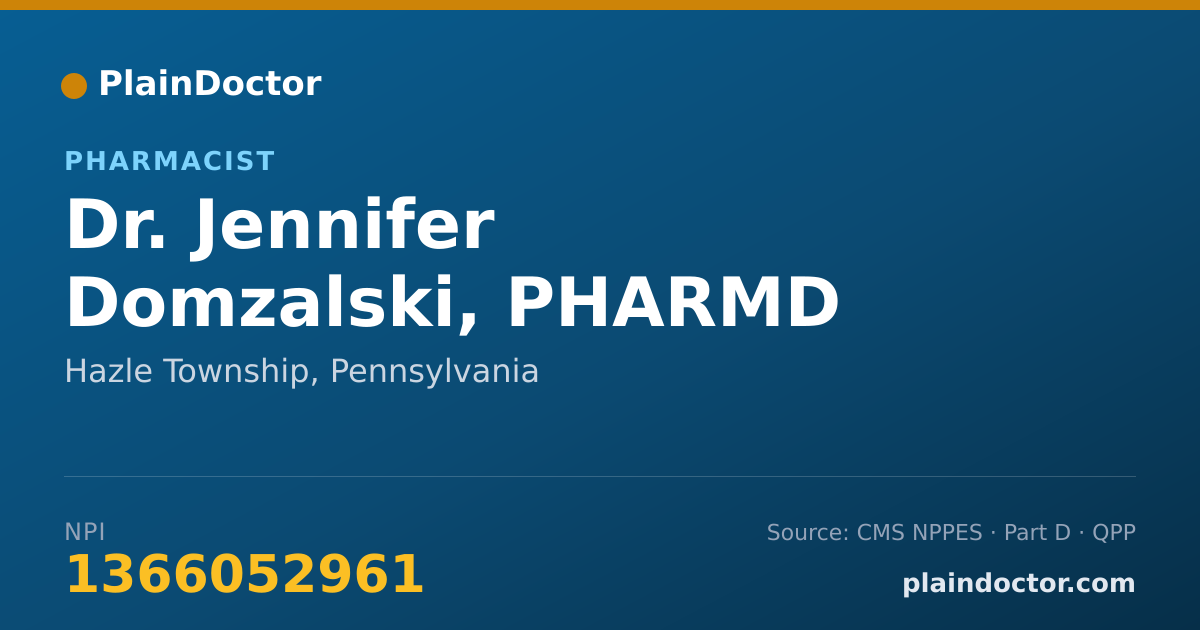 Shareable card for Jennifer Domzalski, PHARMD - Pharmacist, Hazle Township, PA