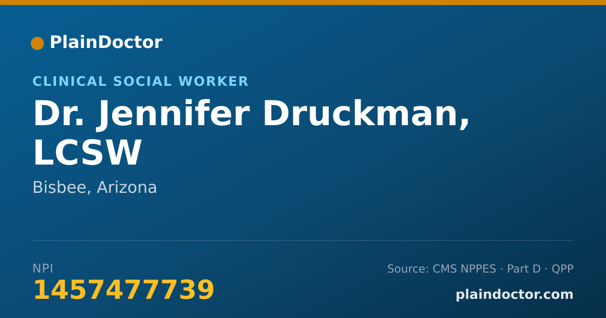 Shareable card for Jennifer Druckman, LCSW - Clinical Social Worker, Bisbee, AZ