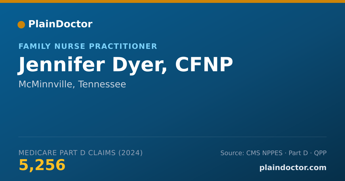 Shareable card for Jennifer Dyer, CFNP - Family Nurse Practitioner, McMinnville, TN