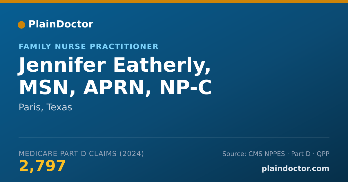 Shareable card for Jennifer Eatherly, MSN, APRN, NP-C - Family Nurse Practitioner, Paris, TX