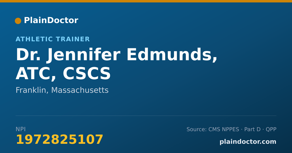 Shareable card for Jennifer Edmunds, ATC, CSCS - Athletic Trainer, Franklin, MA