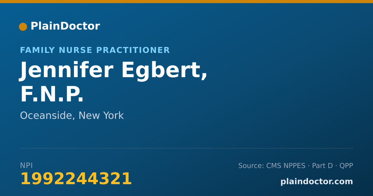 Shareable card for Jennifer Egbert, F.N.P. - Family Nurse Practitioner, Oceanside, NY