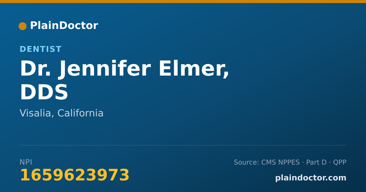 Shareable card for Jennifer Elmer, DDS - Dentist, Visalia, CA