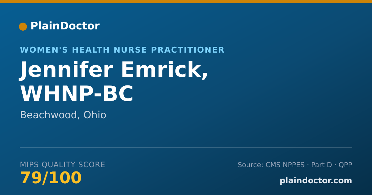 Shareable card for Jennifer Emrick, WHNP-BC - Women's Health Nurse Practitioner, Beachwood, OH