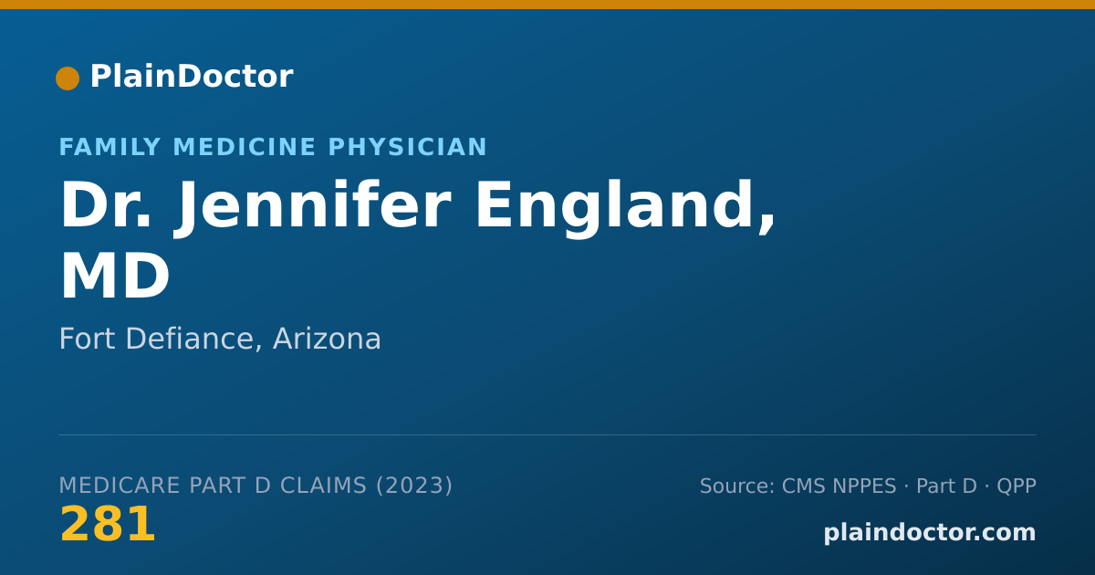 Shareable card for Jennifer England, MD - Family Medicine Physician, Fort Defiance, AZ