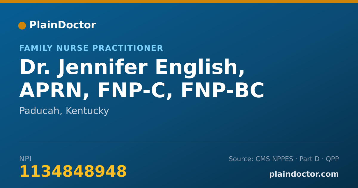 Shareable card for Jennifer English, APRN, FNP-C, FNP-BC - Family Nurse Practitioner, Paducah, KY