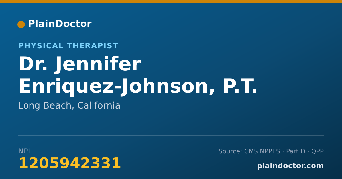 Shareable card for Jennifer Enriquez-Johnson, P.T. - Physical Therapist, Long Beach, CA