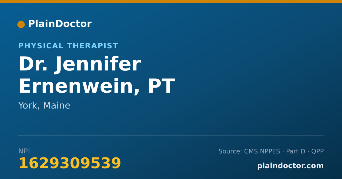 Shareable card for Jennifer Ernenwein, PT - Physical Therapist, York, ME