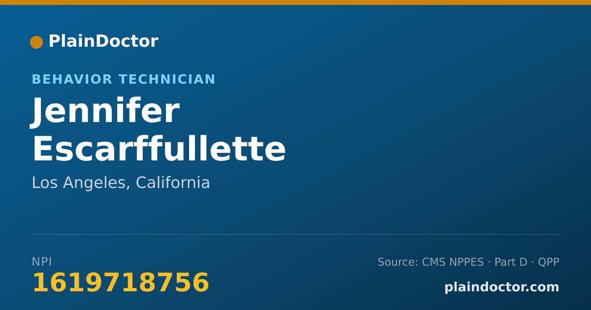 Shareable card for Jennifer Escarffullette - Behavior Technician, Los Angeles, CA