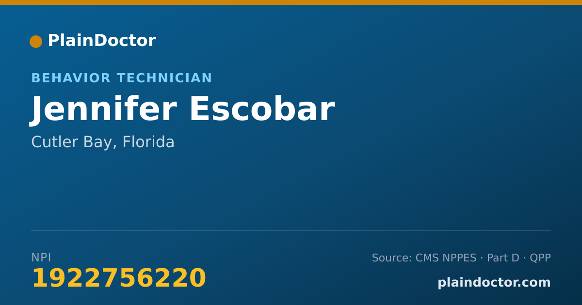 Shareable card for Jennifer Escobar - Behavior Technician, Cutler Bay, FL