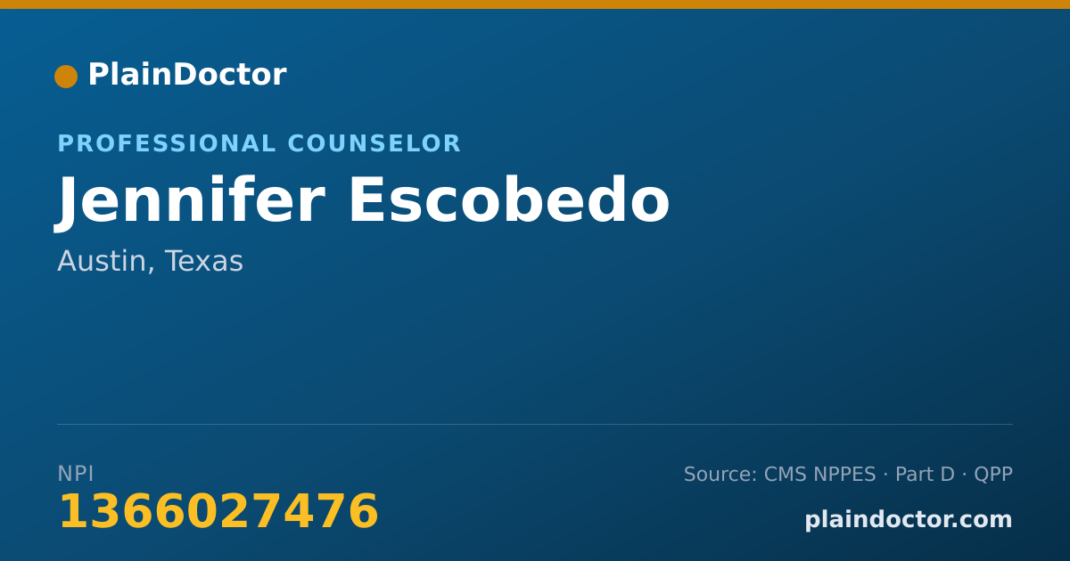 Shareable card for Jennifer Escobedo - Professional Counselor, Austin, TX