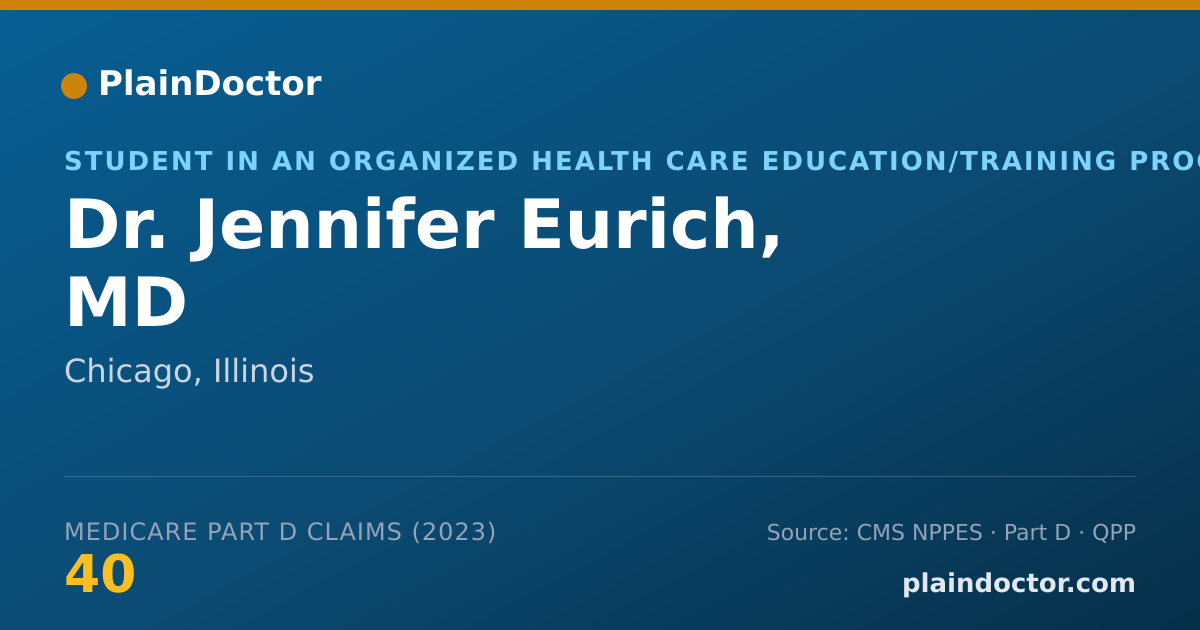 Shareable card for Jennifer Eurich, MD - Student in an Organized Health Care Education/Training Program, Chicago, IL
