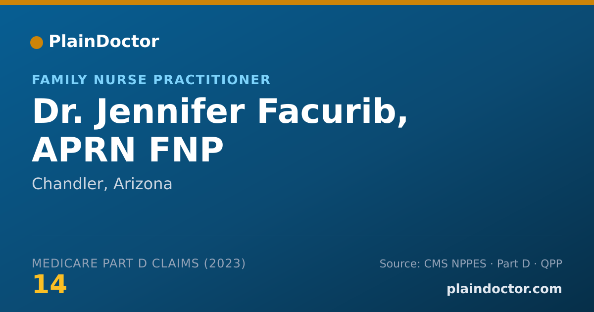 Shareable card for Jennifer Facurib, APRN FNP - Family Nurse Practitioner, Chandler, AZ