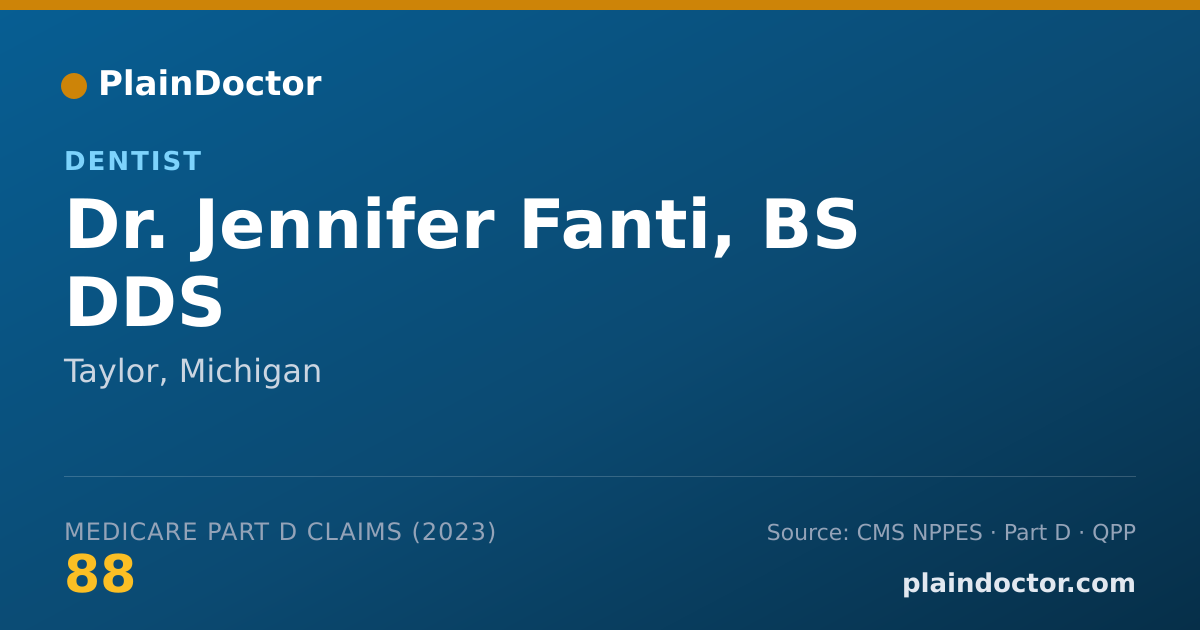 Shareable card for Jennifer Fanti, BS DDS - Dentist, Taylor, MI