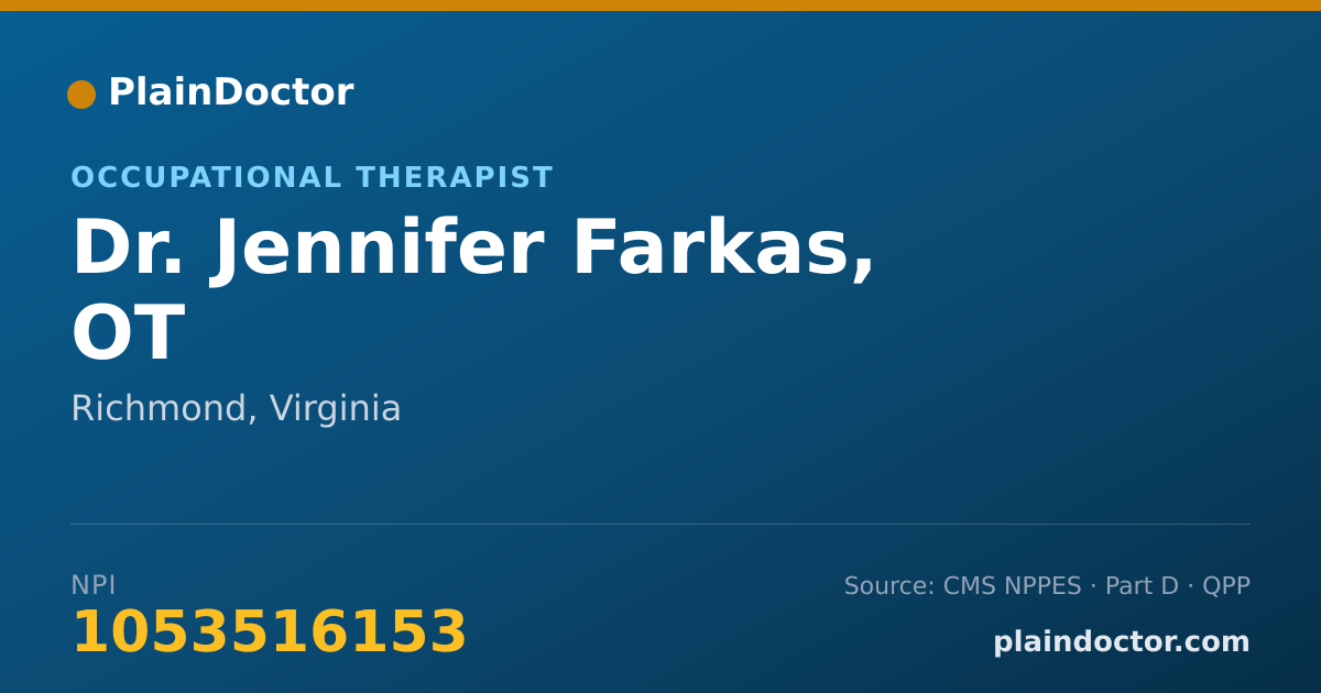 Shareable card for Jennifer Farkas, OT - Occupational Therapist, Richmond, VA