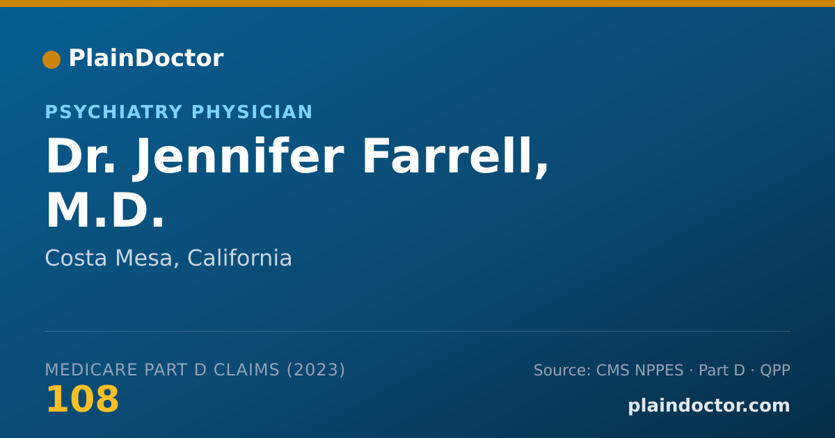 Shareable card for Jennifer Farrell, M.D. - Psychiatry Physician, Costa Mesa, CA