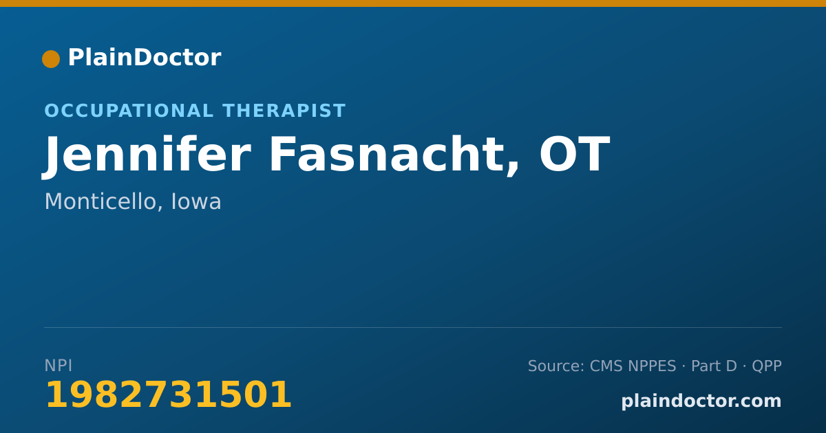 Shareable card for Jennifer Fasnacht, OT - Occupational Therapist, Monticello, IA