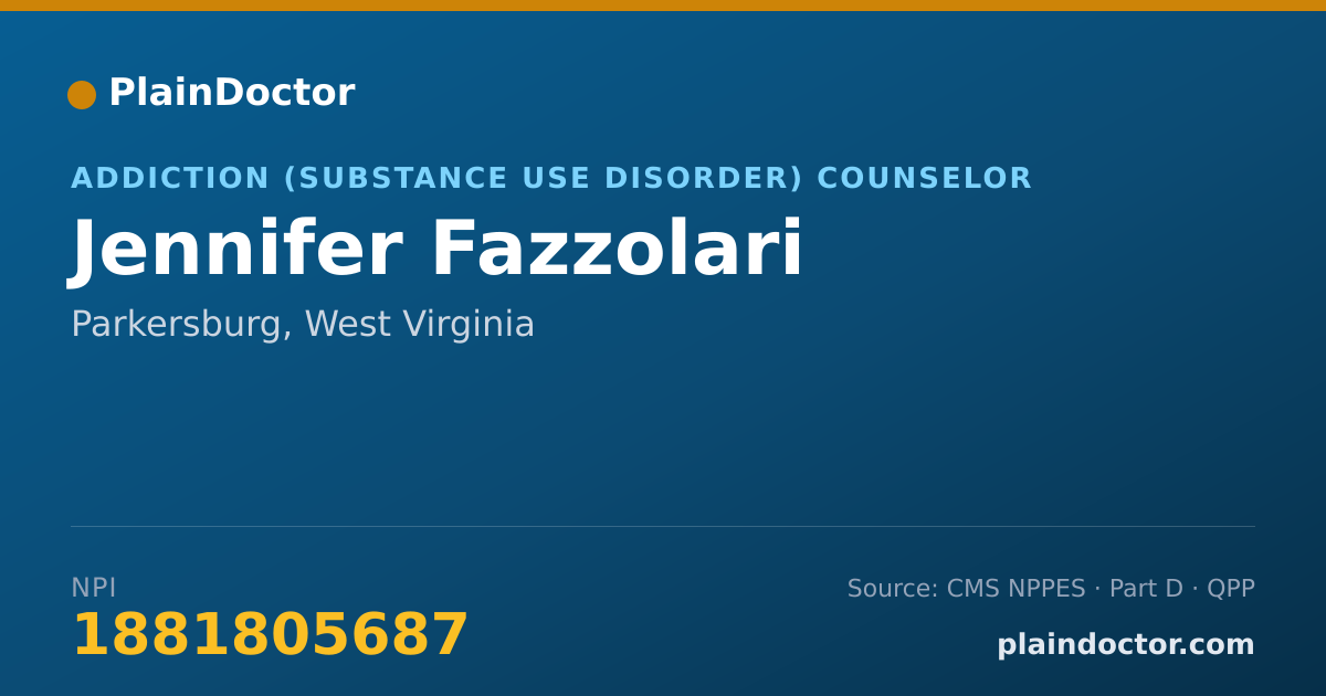 Shareable card for Jennifer Fazzolari - Addiction (Substance Use Disorder) Counselor, Parkersburg, WV