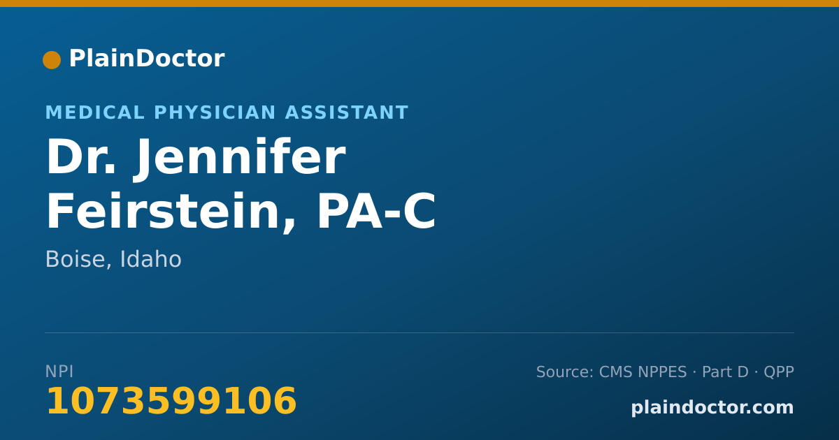 Shareable card for Jennifer Feirstein, PA-C - Medical Physician Assistant, Boise, ID