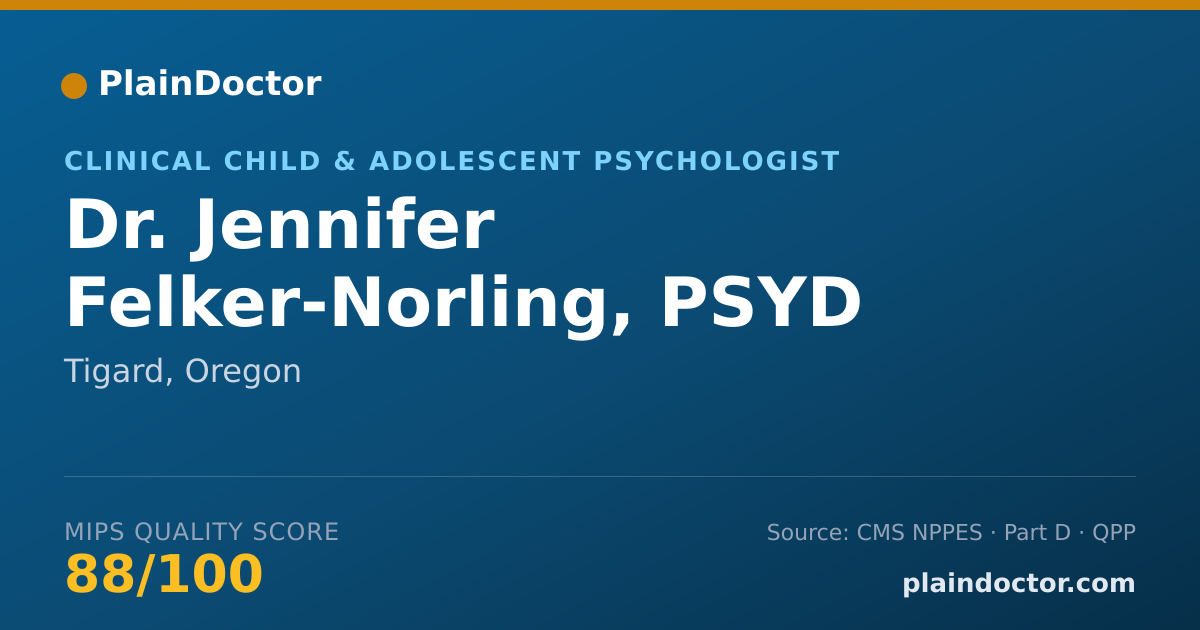 Shareable card for Jennifer Felker-Norling, PSYD - Clinical Child & Adolescent Psychologist, Tigard, OR