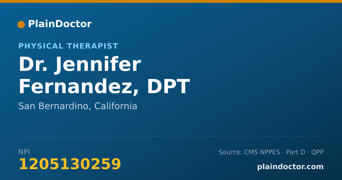 Shareable card for Jennifer Fernandez, DPT - Physical Therapist, San Bernardino, CA