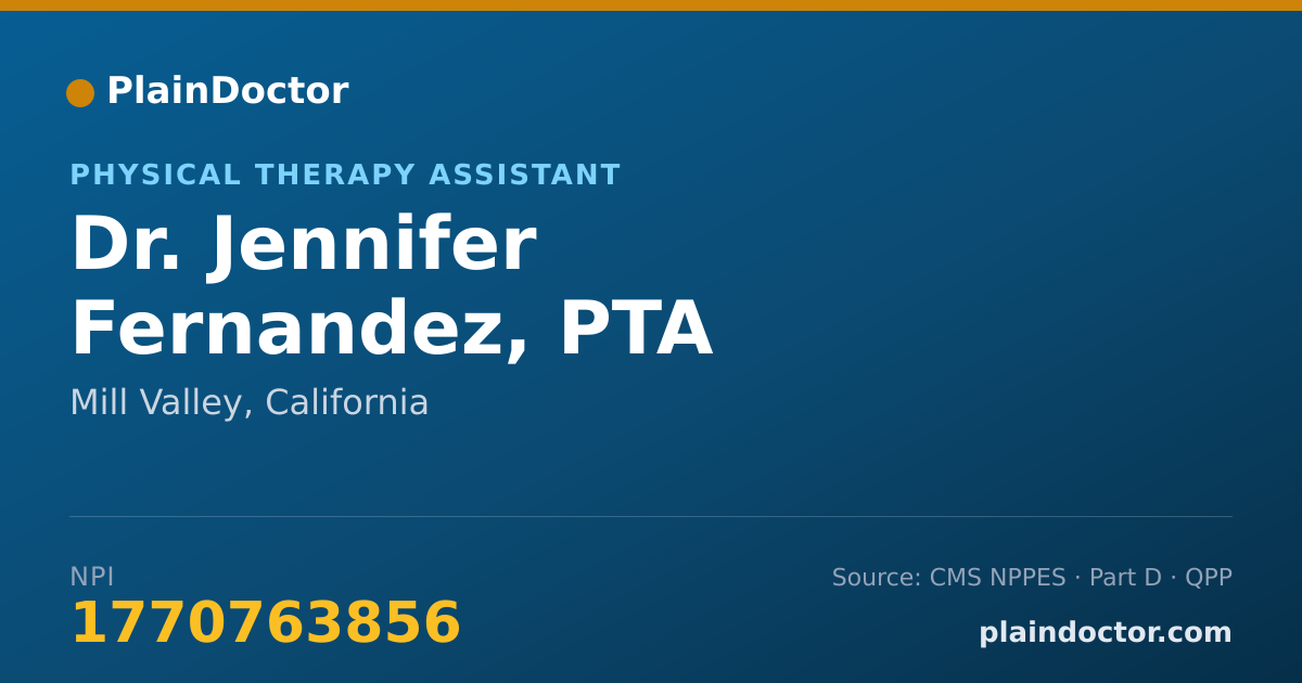 Shareable card for Jennifer Fernandez, PTA - Physical Therapy Assistant, Mill Valley, CA