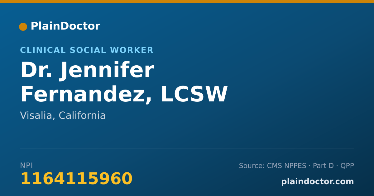 Shareable card for Jennifer Fernandez, LCSW - Clinical Social Worker, Visalia, CA