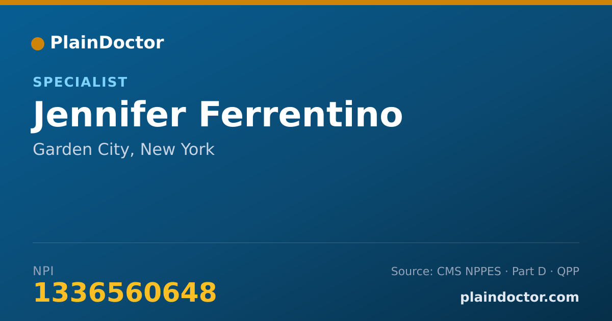 Shareable card for Jennifer Ferrentino - Specialist, Garden City, NY