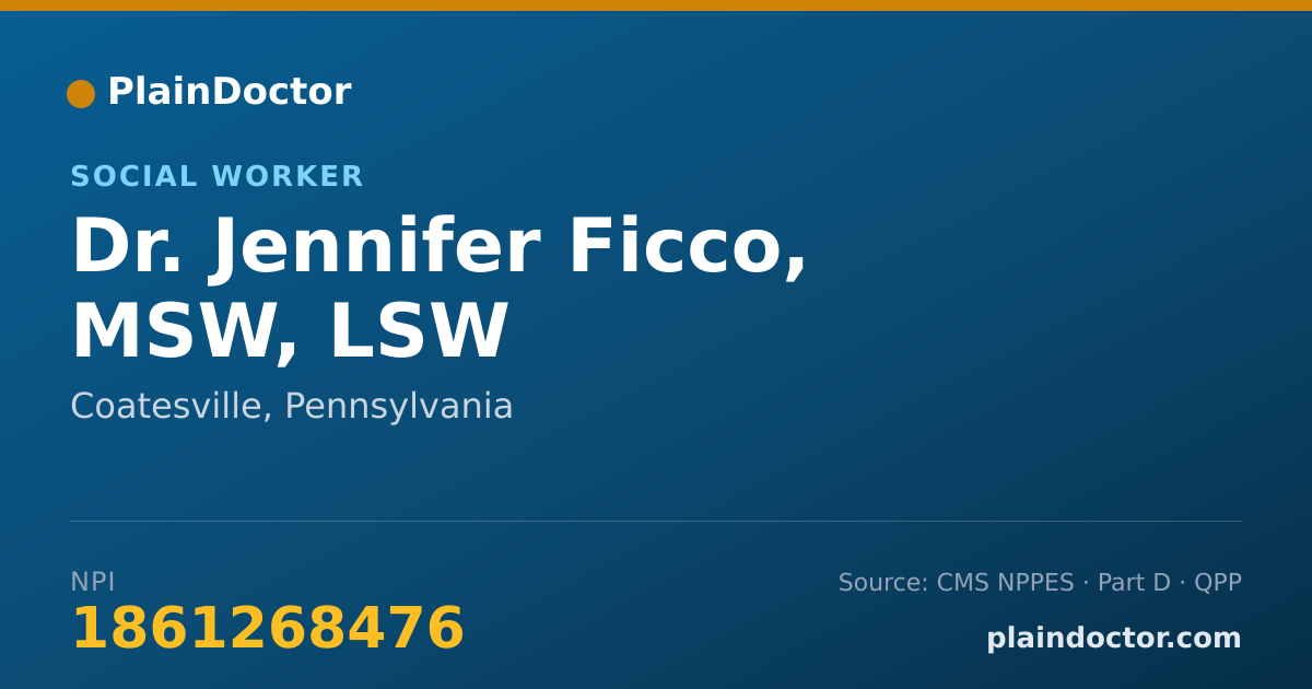 Shareable card for Jennifer Ficco, MSW, LSW - Social Worker, Coatesville, PA