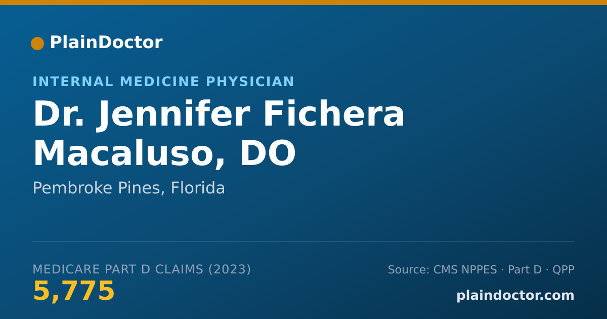 Shareable card for Jennifer Fichera Macaluso, DO - Internal Medicine Physician, Pembroke Pines, FL
