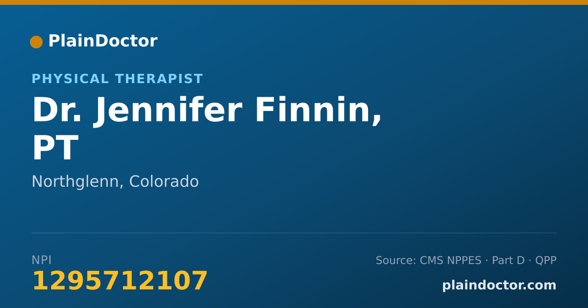 Shareable card for Jennifer Finnin, PT - Physical Therapist, Northglenn, CO