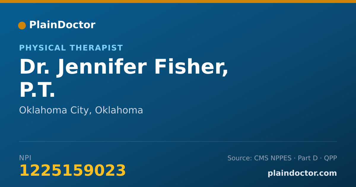 Shareable card for Jennifer Fisher, P.T. - Physical Therapist, Oklahoma City, OK