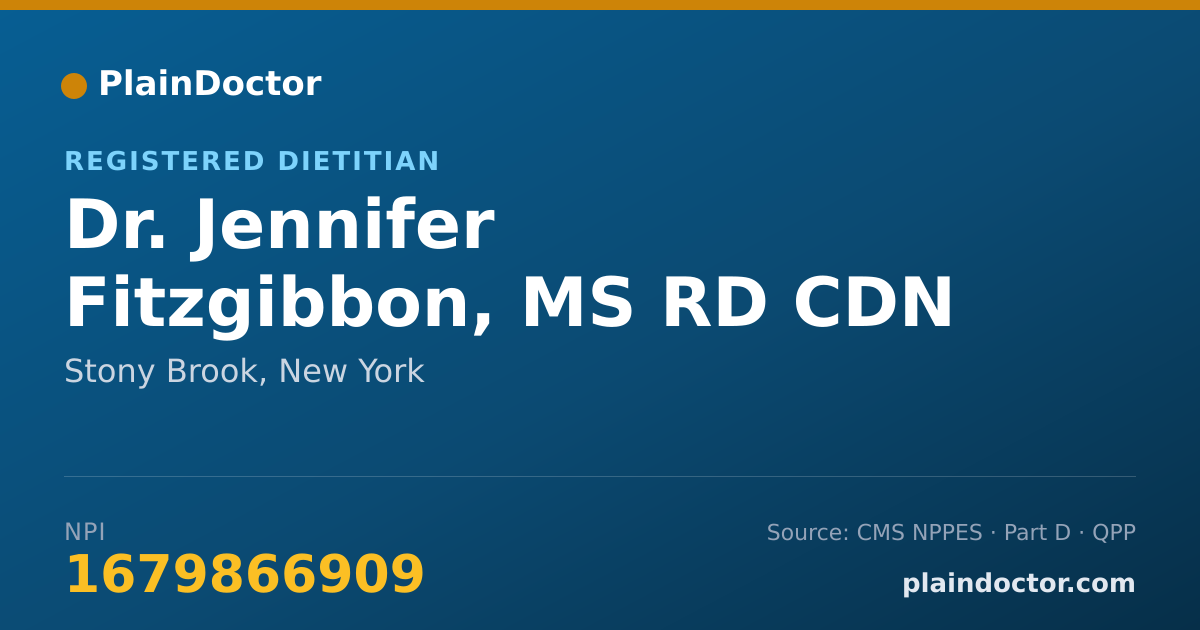 Shareable card for Jennifer Fitzgibbon, MS RD CDN - Registered Dietitian, Stony Brook, NY