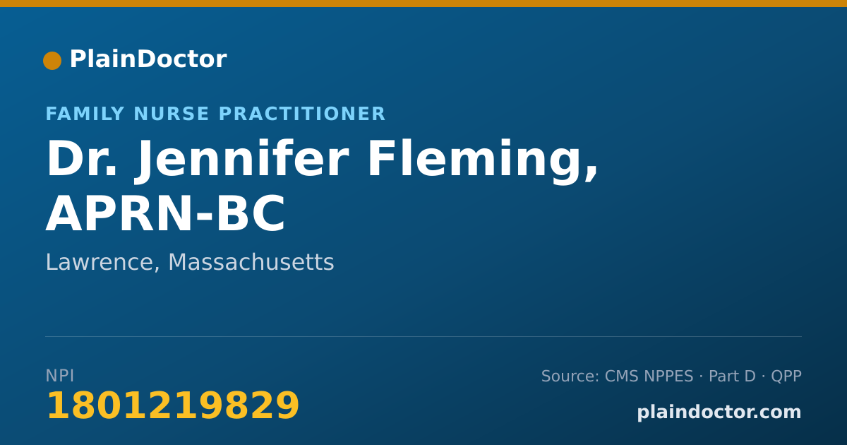 Shareable card for Jennifer Fleming, APRN-BC - Family Nurse Practitioner, Lawrence, MA