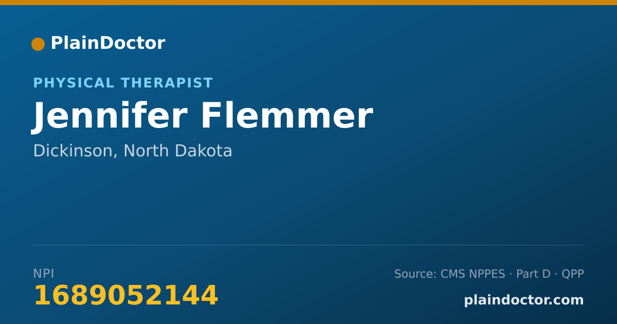 Shareable card for Jennifer Flemmer - Physical Therapist, Dickinson, ND